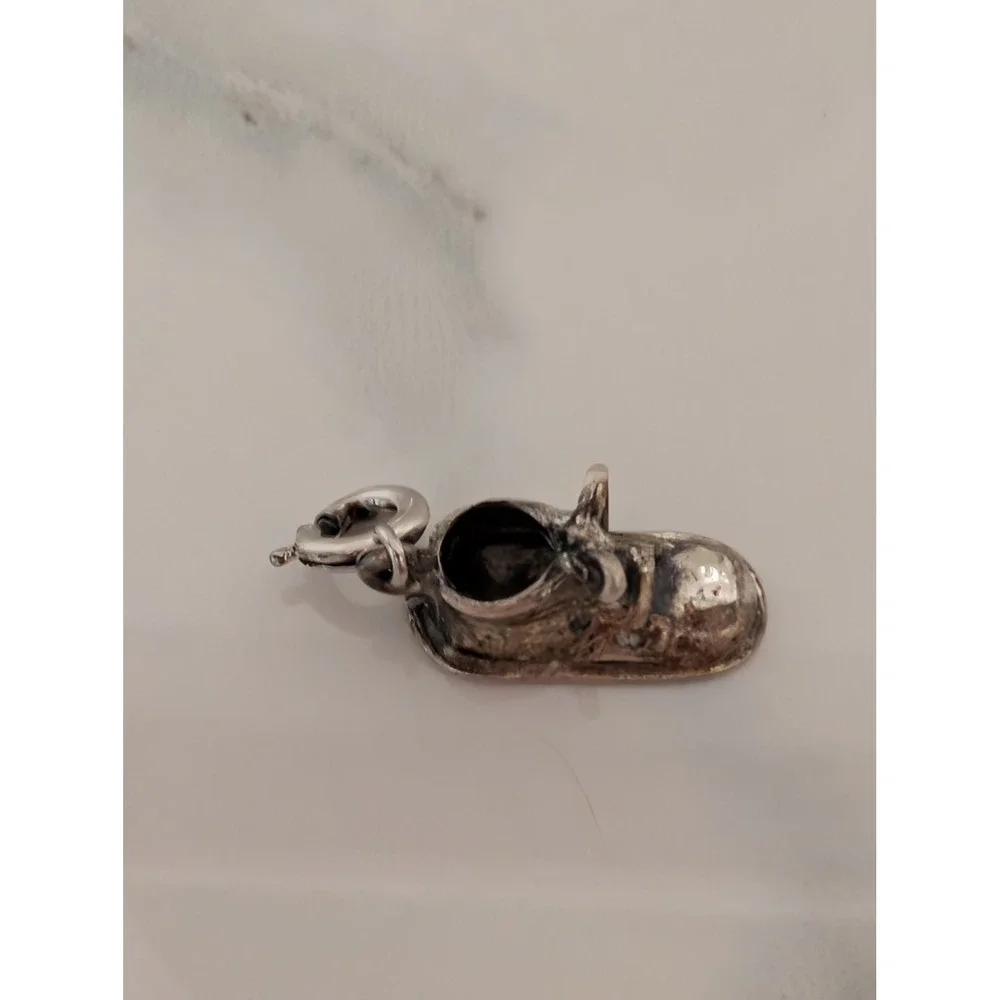 Vintage 1965 Sterling Silver Baby Shoe Charm Engraved 925 Pendant
